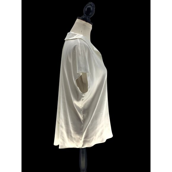 Worthington Womens White Satin Button-Up Blouse L Please Read - Picture 2 of 6